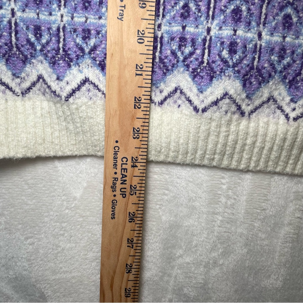 Talbots Sweater Womens Sz SP Purple Fair Isle Winter Grannycore Wool Blend Cozy - Picture 5 of 7